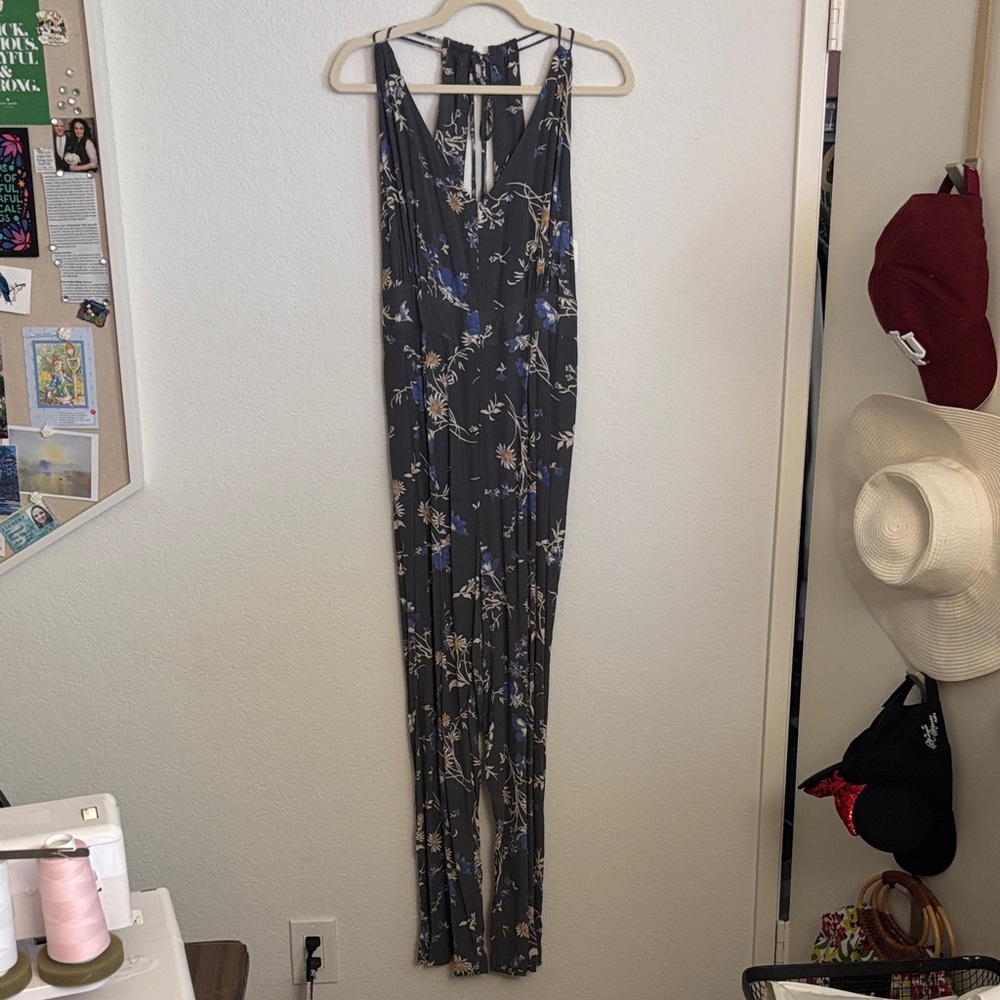Amuse Society Blue Floral Jumpsuit